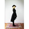 Black asymmetrical high low woolen winter woman coat