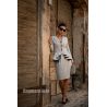 Two pieces gray pencil skirt suit