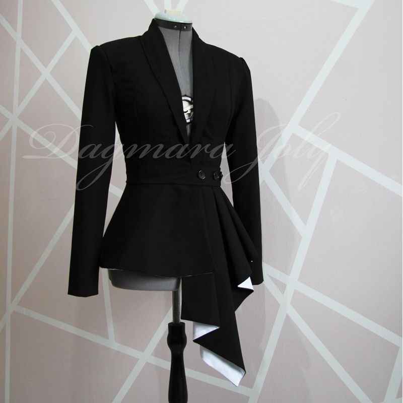 Asymmetrical peplum shawl collar blazer, made to measure