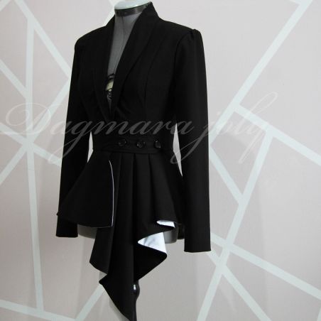 Black asymmetrical peplum pencil skirt suit