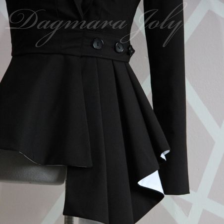 Black asymmetrical peplum pencil skirt suit