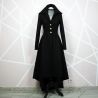 Women black asymmetrical long warm winter coat, made to measure