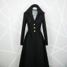 Women black asymmetrical long warm winter coat, made to measure