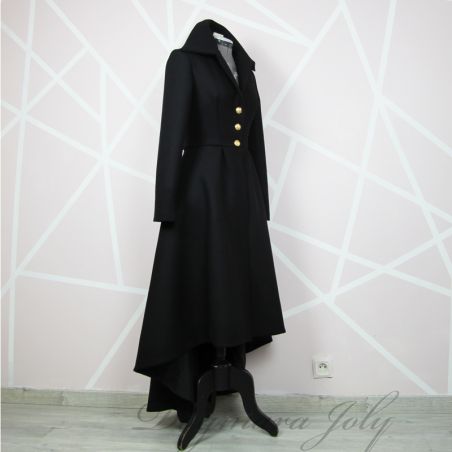 Manteau cintré asymétrique noir femme