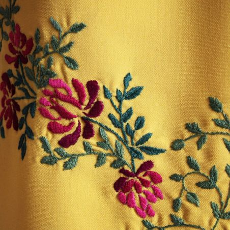 Detail of stitch-by-stitch hand embroidery