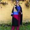 Manteau hiver long en laine chaude pour femme, coupe loose, color block style