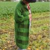 Gilet vert long femme , oversize , ouvert devant ,tricoté main