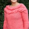 Pull chaud en laine pour hiver femme, grosses mailles tricoté main