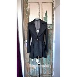 Gray asymmetrical long peplum tailored jacket