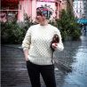 Woman ivory long hand knitted boho sweater