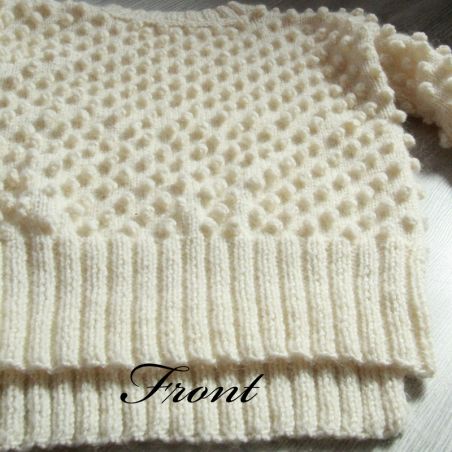 Woman ivory long hand knitted boho sweater