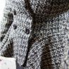 Asymmetrical tweed woman jacket à carreaux black and brown