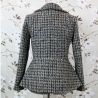 Asymmetrical tweed woman jacket à carreaux black and brown