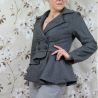 Peplum gray double breasted asymmetrical jacket