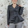 Peplum gray double breasted asymmetrical jacket