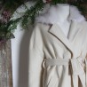 Ivory oversized outdoor coat with faux fur collar