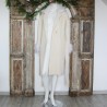 Ivory oversized outdoor coat with faux fur collar