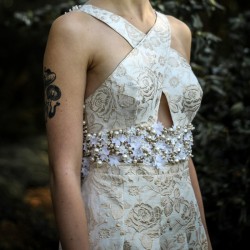 Detail of the hand applied couture embellishments