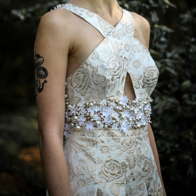 Detail of the hand applied couture embellishments