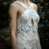 Short front cross floral wedding pencil dress