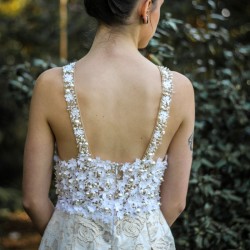 Short front cross floral wedding pencil dress