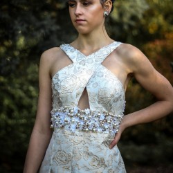 Image of the dress model wearing mini wedding dress
