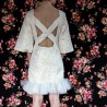 Ivory short sheath dress with open back and bell sleeves
