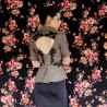 Peplum tweed short jacket with short sleeves and open back