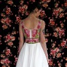 White floral sleeveless mi length wedding summer dress