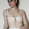 Ivory asymmetrical sleeveless tulle wedding dress