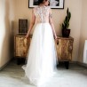 White long sleeveless embellished wedding tulle dress