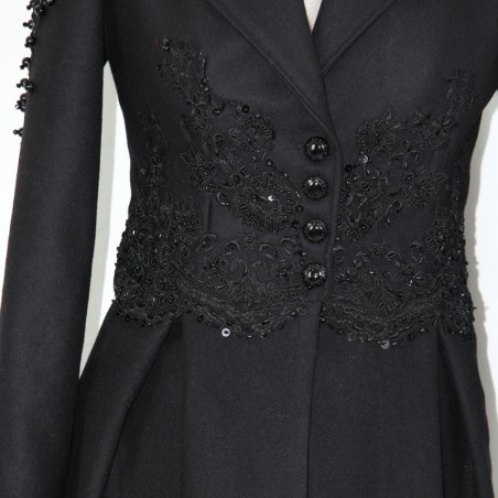 Black woolen peplum tailored jacket