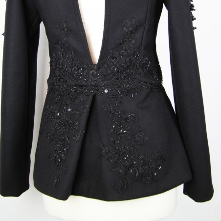 Black woolen peplum tailored jacket