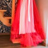 Long sleeveless wedding tulle dress with deep V at the back