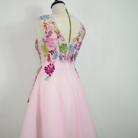 Short floral sleeveless tulle dress