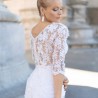 Back of modest lace wedding dress with elegant lace detailing
