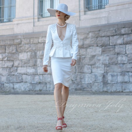 White wedding beaded peplum jacket