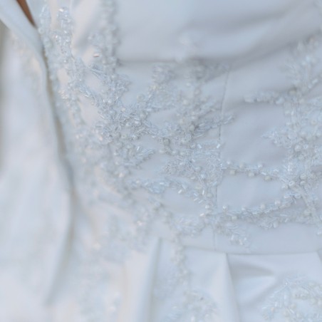 Tailleur jupe évasée veste col chale  mariage