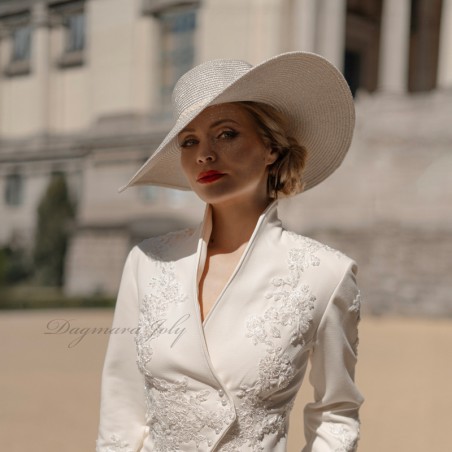 Veste ivoire asymétrique ornée mariage femme