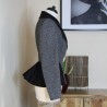 Double breasted gray tweed jacket with peplum, made to measure