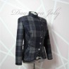 Plaid asymmetrical women outerwear blazer, made to measure