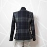 Plaid asymmetrical women outerwear blazer, made to measure