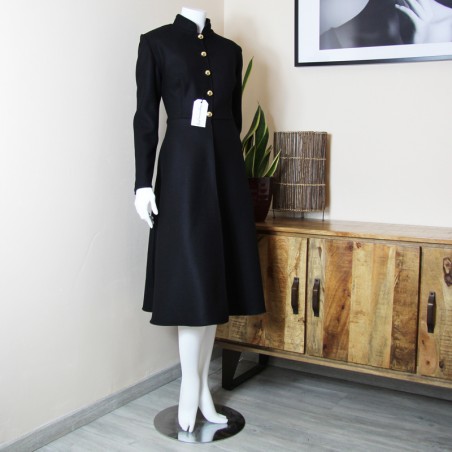 women Winter warm wool black coat, fit and flare, made to measure