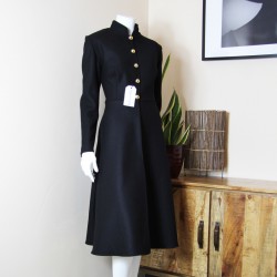 women Winter warm wool black coat, fit and flare, made to measure