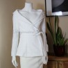 White pencil skirt suit in tweed, made to measure