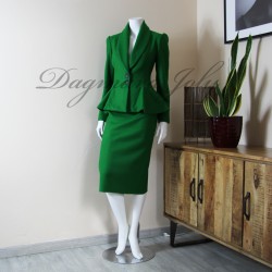 Single breasted pencil skirt suit with tuxedo jacket, made to measure