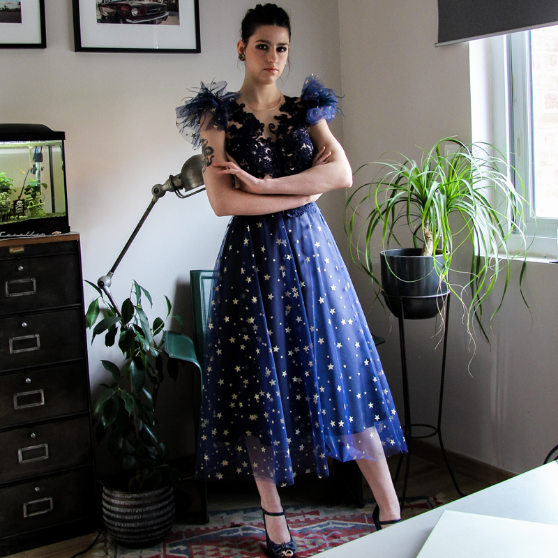 tulle navy dress